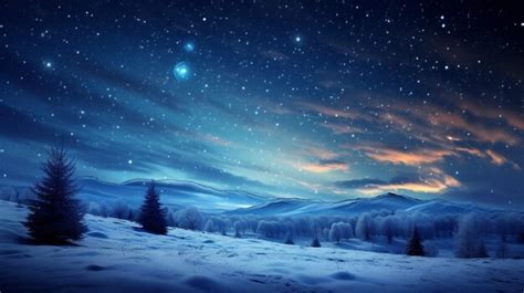 Premium Photo Starry Sky Over A Winter Twilight Background