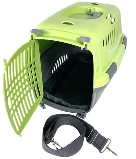 Переноска для животных "Турне" с пластиковой дверцей (коврик+ремень ...