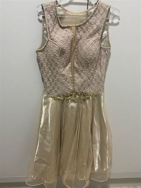 Vestido De Festa Nude E Dourado Vestido De Festa Feminino Usado Enjoei