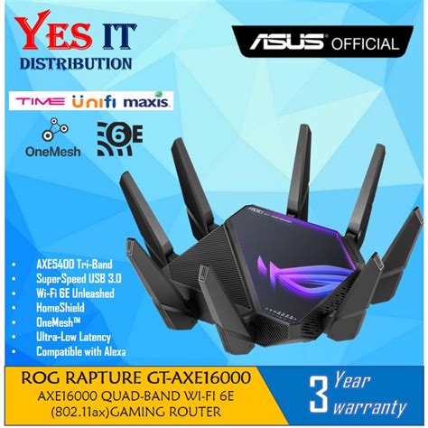 ASUS ROG Rapture GT-AXE16000 GT-AXE16000 quad-band WiFi 6E (802.11ax ...