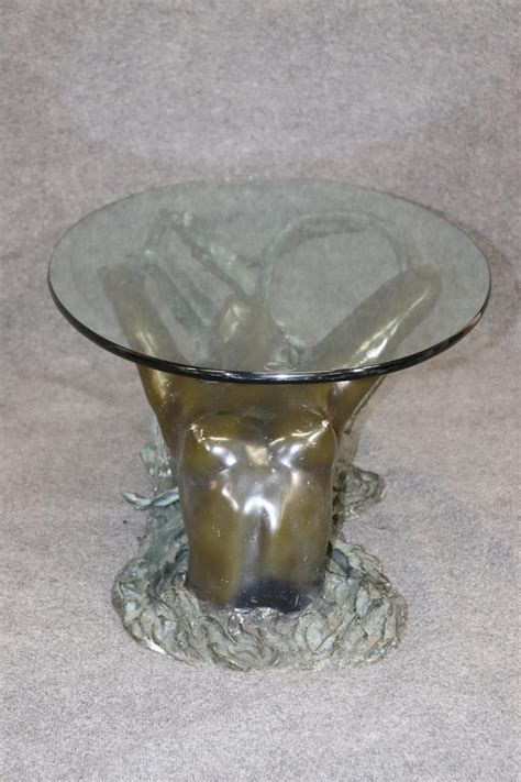 Solid Bronze Nude Woman Swimming Or Mermaid Coffee Table For Sale At