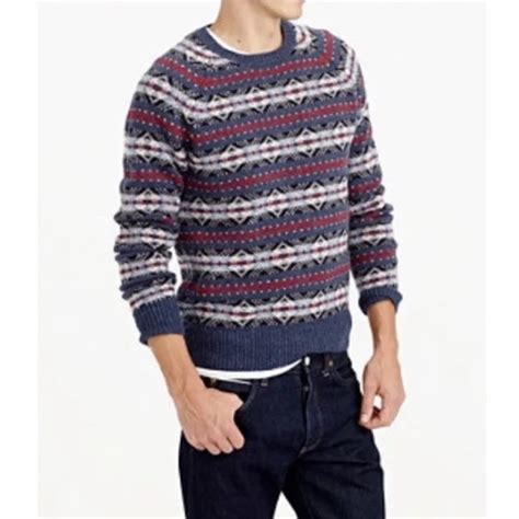 J Crew Sweaters J Crew Mens Lambswool Fair Isle Crew Neck Sweater