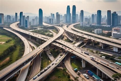 expressway top view road traffic  important infrastructure