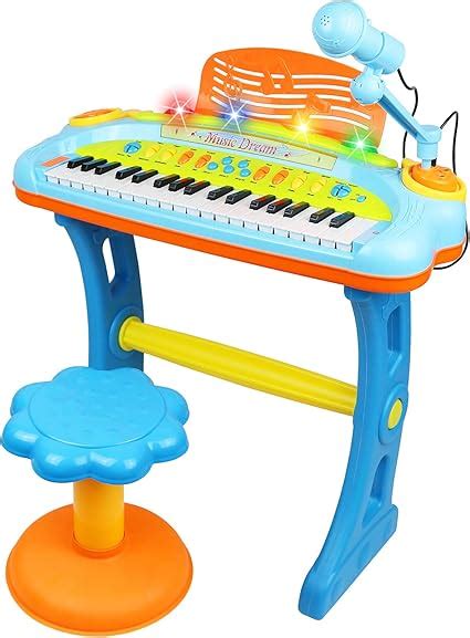 Teclado de piano para niños con micrófono y taburete juguete musical