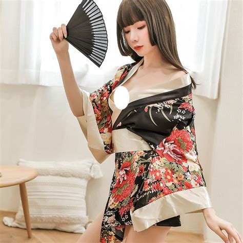 Jual Diskon Kimono Wanita Jepang Sakura Satin Baju Tidur Sexy Cosplay Lingerie A Shopee