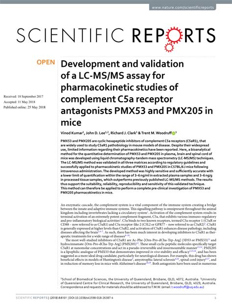 Pdf Development And Validation Of A Lc Ms Ms Assay For