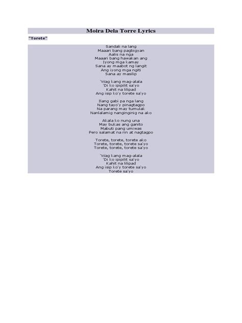 Moira Dela Torre Lyrics Pdf