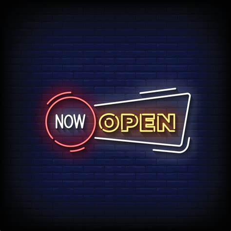 Now Open Neon Sign On Brick Wall Background Vector 8023548 Vector Art