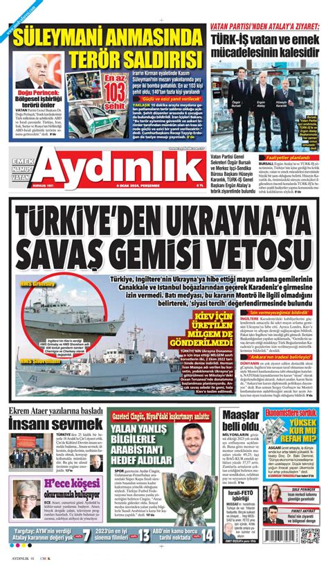 Ayd Nl K Gazetesi Gazetesi Ocak Per Embe