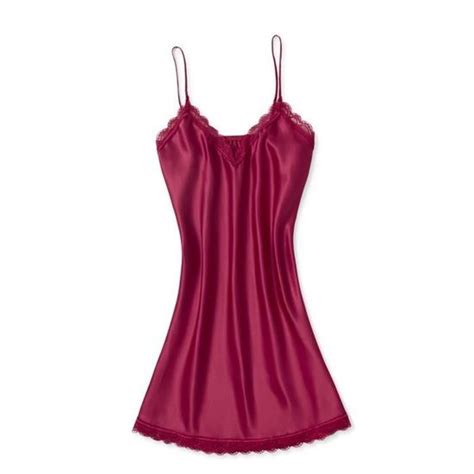Nuisette Rouge Taille M Pyjama D Shabill En Tissu Satin Et Dentelle Lingerie Nuit Femme Sexy