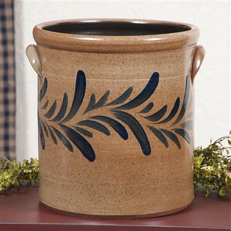 Irvin S Tinware Salt Glazed 2 Gallon Crock With Blue Design