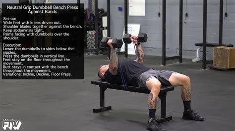 Neutral Grip Dumbbell Bench Press Against Bands Youtube