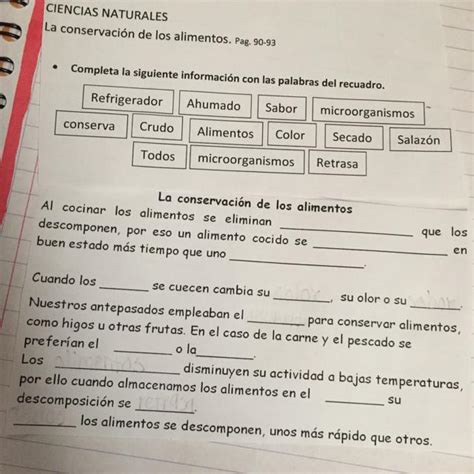 Con Las Palabras Del Recuadro Completa La Siguiente Tabla Estudiar