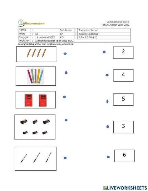 Menghitung Alat Kerja Guru Worksheet Live Worksheets