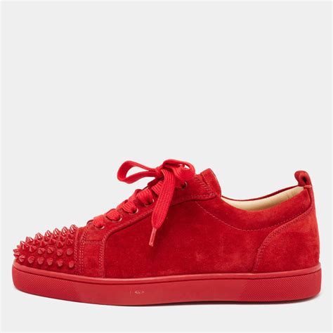 Christian Louboutin Louis Junior Spikes Orlato Suede Spikes Red