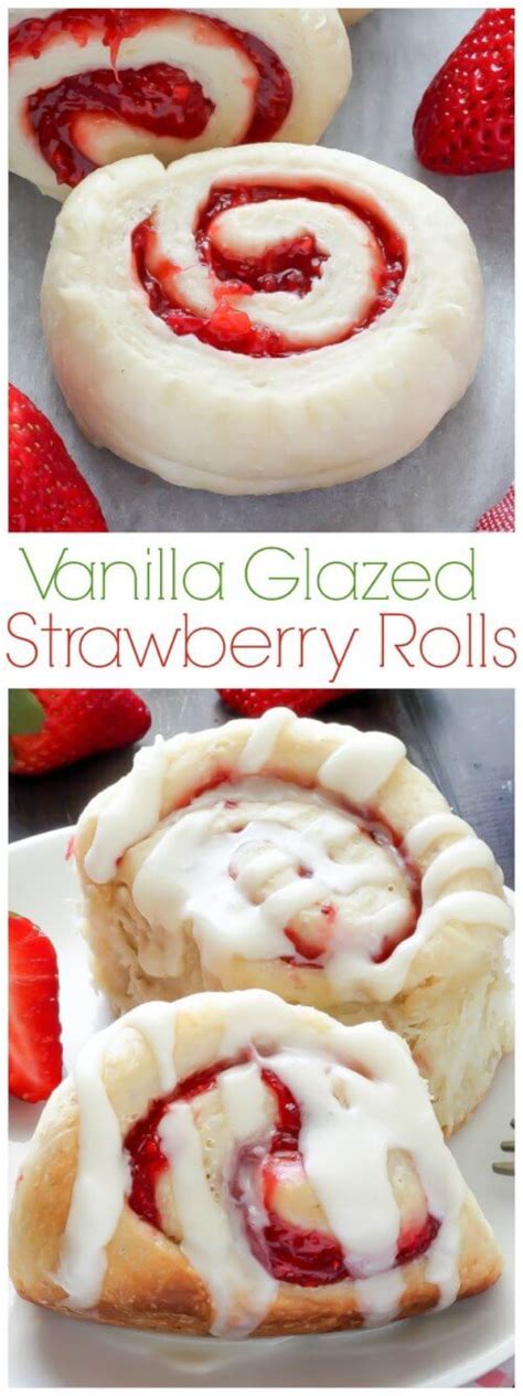 Strawberry Rolls With Vanilla Glaze