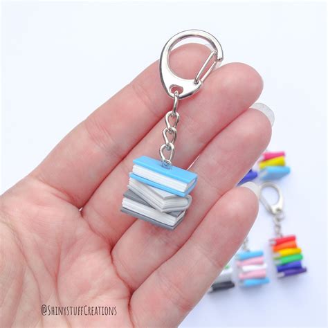 Subtle Demiboy Pride Flag Keychain Stacked Books LGBTQ Community Flag Gifts Queer Gay Bi Pride