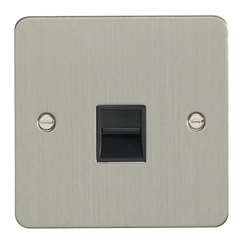 1 Gang Slave Telephone Socket Satin Stainless Steelblack