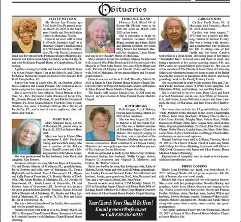 Obituaries | The Graceville News