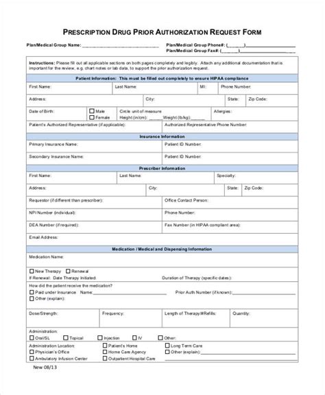 Free 13 Prior Authorization Forms In Pdf Ms Word