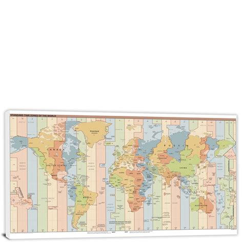 World-Time Zones Map, 2022 - Canvas Wrap