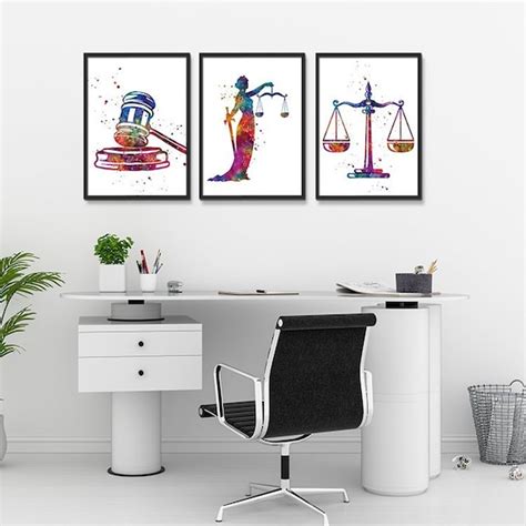 Lawyer Office Decor Law Student T Set Of 3 Watercolor Art Etsy