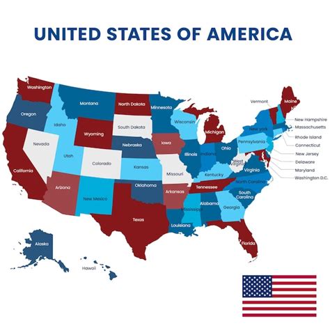 Premium Vector Map Of Usa With Flag Isolated On White Background