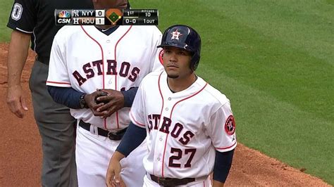 NYY HOU Altuve Hits A Single To Score A Run YouTube