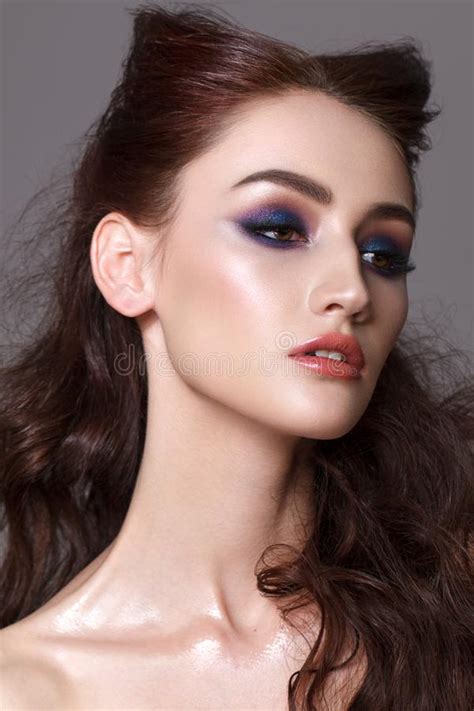 Portrait Of A Beautiful Young Model With Professional Makeup Trendy