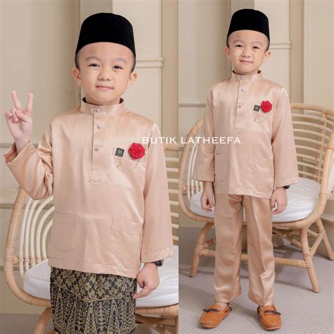 Baju Melayu Budak Lelaki Kanak Kanak Bayi Baby Warna Nude Champagne Nude Brown Coklat Muda