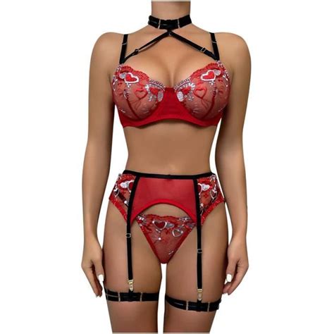 Ensemble de lingerie sexy dames lingerie sexy ensemble 3 pièces personnalité costume sexy L