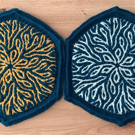 Pattern Coral Story Blanket Brioche Crochet Pattern Hexagon