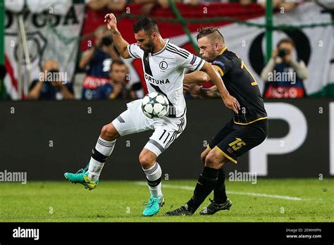 Nemanja Nikolic Legia Patrick Barrett Dundalk Stock Photo Alamy