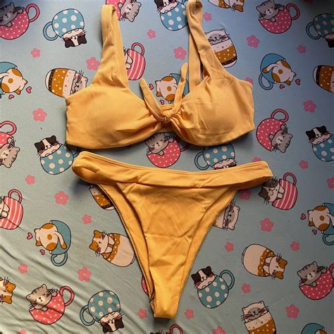 SHEIN YELLOW HIGH CUT BIKINI Women S Fashion Swimwear Bikinis Swimsuits On Carousell