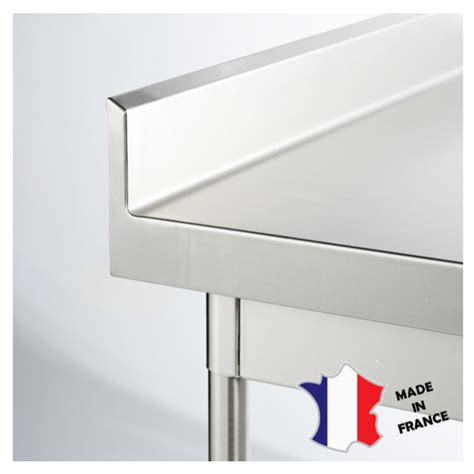 Table démontable rayonnee Inox à dosseret pieds ronds sur