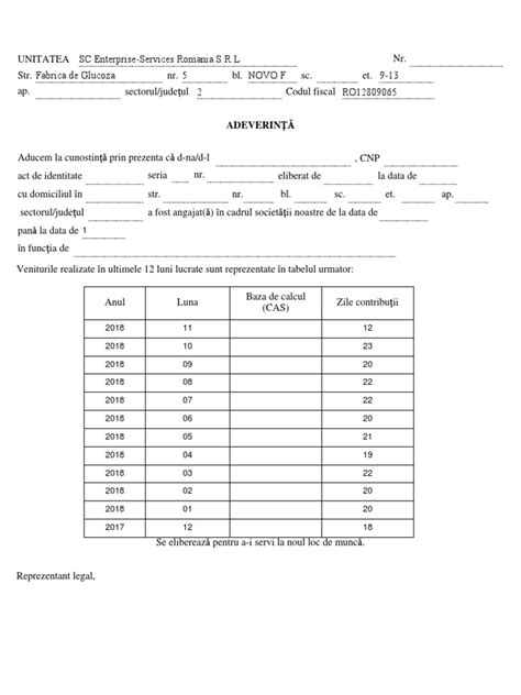 Model Adeverinta Stagiu Cotizare Pdf