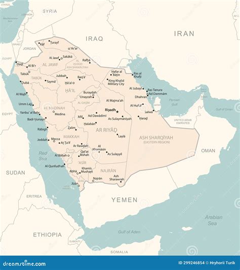 Mapa Detalhado Da Ar Bia Saudita Divis Es Administrativas