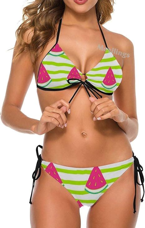 Conjunto De Bikini Triangular De Dos Piezas A Rayas Patr N Sin