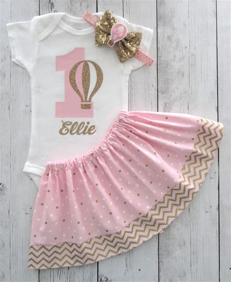 Hot Air Balloon First Birthday Outfit In Pink And Gold Gir