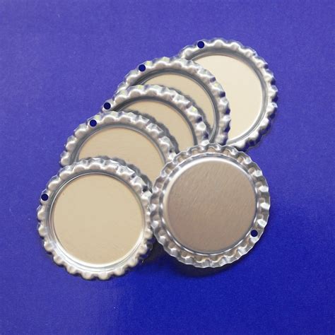 With Hole 1000 Pcs Lot Both Side Colored Sliver Chromed Flattened Bottle Caps Flat Dome