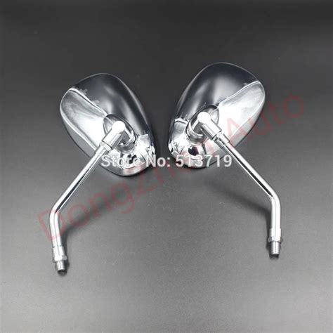 1Pair Motor Motorcycle Rear View Mirrors Universal Chrome Oval 10mm