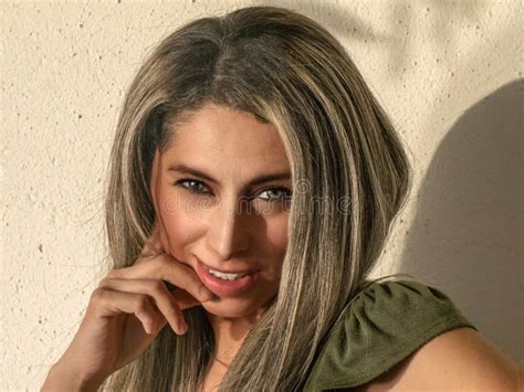 Beautiful Green Eyes Latina Girl Portrait Looking At You With Love Stock Image Image Of Black