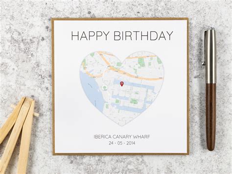 Happy Birthday Map Personalised Birthday Card T For Him Or Her Etsy