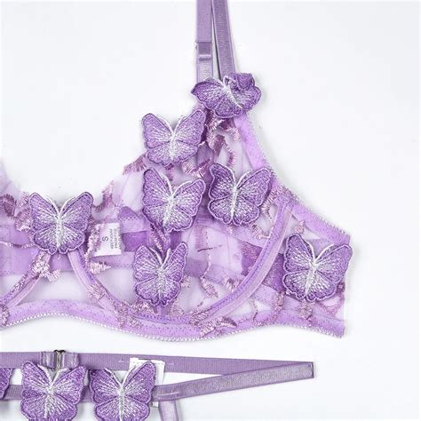 New Erotic Lingerie Set Sexy See Through Lace Lingerie Fashion Three Dimensional Butterfly