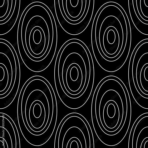 Line Art Circles Seamless Pattern Black And White Vector Tileable