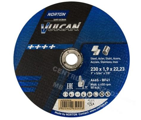 MB Mega NORTON TARCZA VULCAN DO METALU 230x1 9x22 23 T41 A46S NORTON