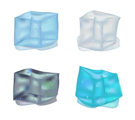 Set Of Vector Illustrations Melting Realistic Style Colourful Ice Cubes