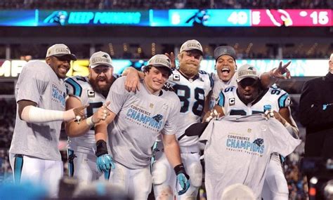 Panthers celebrate following the team's 49-15 victory over the Arizona ...