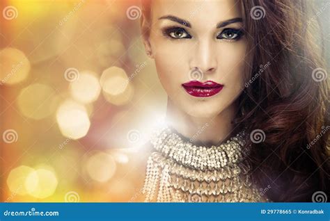 Portrait Of Attractive Brunette Lady With Amazing Look Stock Image Image Of Cosmetic Makeup