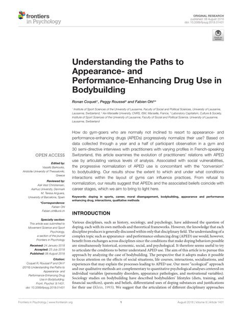 (PDF) Understanding the Paths to Appearance- and Performance-Enhancing Drug Use in Bodybuilding